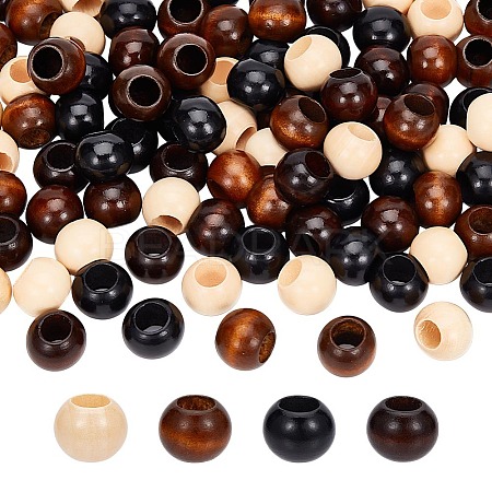 160Pcs 4 Colors Wood Beads WOOD-NB0002-92-1
