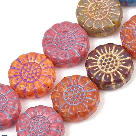 Painted Glass Beads Strands GLAA-F133-07D-1