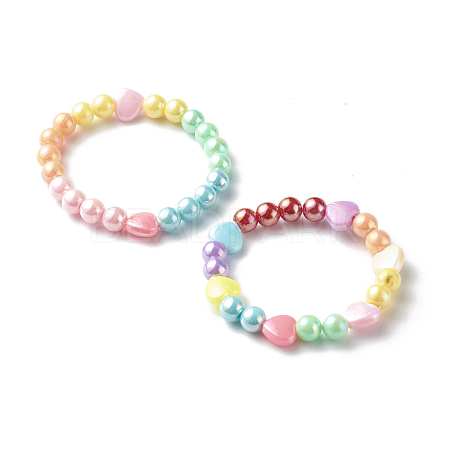 Opaque Acrylic Beads Stretch Bracelet Sets for Kids BJEW-JB06406-1