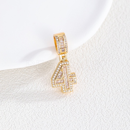 Brass Clear Cubic Zirconia European Dangle Charms KK-R003-01G-04-1