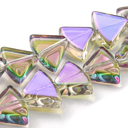 Half Rainbow Plated Electroplate Transparent Glass Beads Strands EGLA-G037-08A-HR01-1