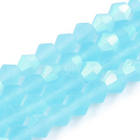 Imitate Austrian Crystal Bicone Frosted Glass Beads Strands GLAA-F029-TM2mm-A20-1