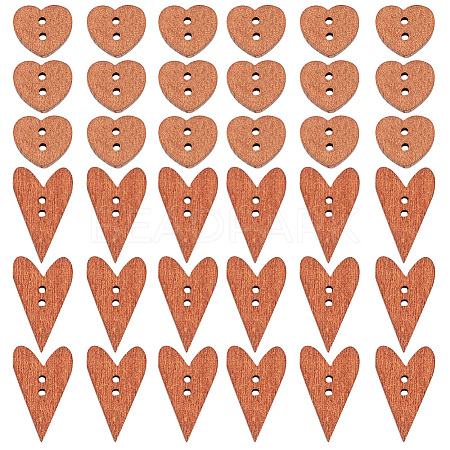 200Pcs 2 Styles Wood Buttons FIND-GO0001-91-1