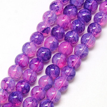 Baking Painted Glass Beads Strands DGLA-Q023-6mm-DB55-1