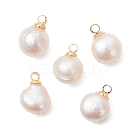 Natural Cultured Freshwater Pearl Two Sides Polished Charms PALLOY-JF04867-1