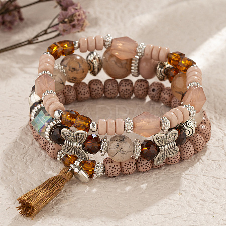 Boho Style Wood Beaded Stretch Bracelet Sets for Women WGE3C3B-45-1