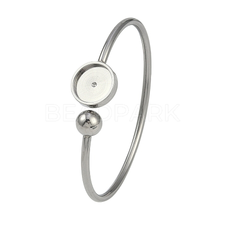 304 Stainless Steel Blank Bangle Bases with Flat Round Tray STAS-Z088-01P-05-1