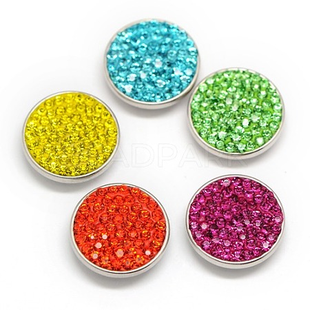 Brass Polymer Clay Rhinestone Jewelry Snap Buttons X-SNAP-A049-20mm-A-NR-1