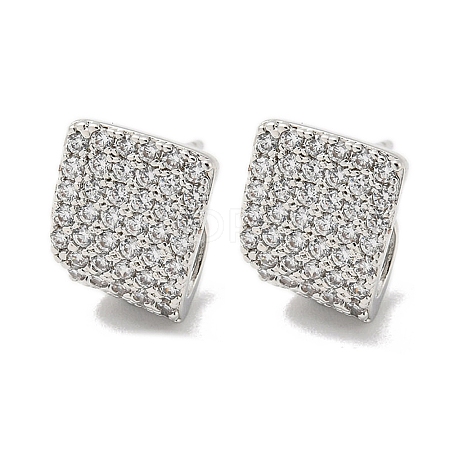 Brass with Clear Cubic Zirconia Stud Earrings EJEW-B035-13P-1