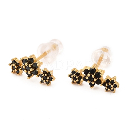 Brass Micro Pave Cubic Zirconia Stud Earrings EJEW-F273-15F-G-1