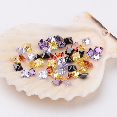 Mixed Grade A Square Shaped Cubic Zirconia Pointed Back Cabochons X-ZIRC-M004-3x3mm-1