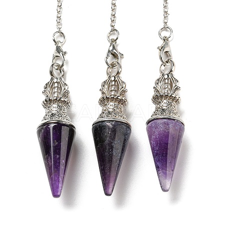 Natural Amethyst Pointed Dowsing Pendulums AJEW-P113-01P-01-1