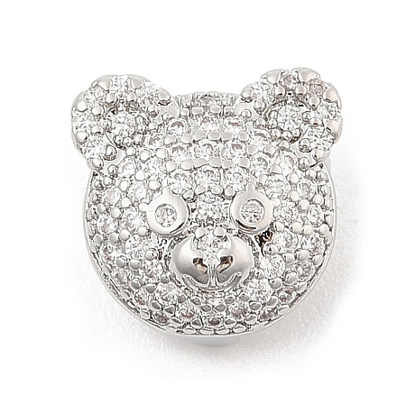 Brass Micro Pave Cubic Zirconia Slide Charms ZIRC-I068-04P-A-1