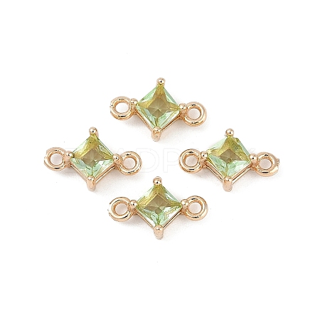 Brass Pave Glass Rhombus Links Connector Charms X1-GLAA-Q088-001I-1