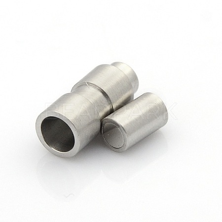 304 Stainless Steel Matte Surface Magnetic Clasps with Glue-in Ends X-STAS-O042-C-26-1