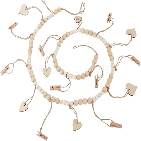 Heart Wooden Beads Hanging Clips HJEW-GO00067-1