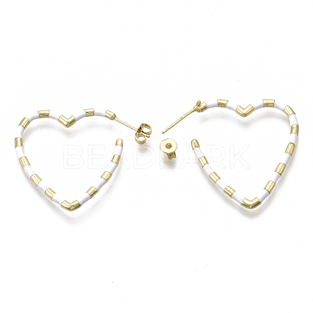 Brass Stud Earrings EJEW-S209-17A-06G-1