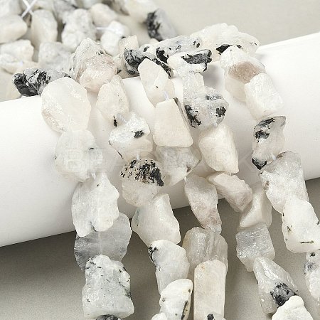 Raw Rough Natural Rainbow Moonstone Beads Strands G-M453-D03-1