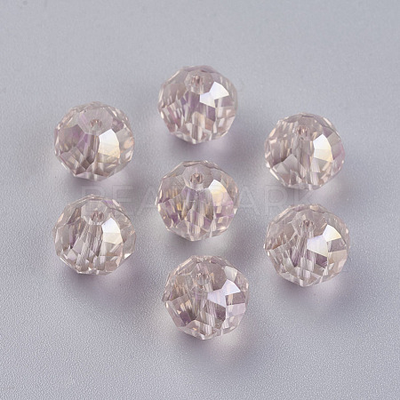 Faceted Round Electroplate Glass Beads X-EGLA-R033-10mm-01-1