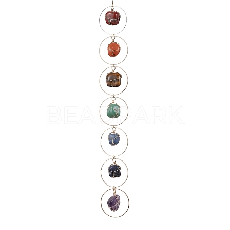 Chakra Jewelry Natural Mixed Gemstone Pendant Decorations HJEW-JM01686-1