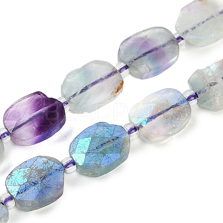 Electroplated Natural Colorful Fluorite Beads Strands G-G182-C04-01-1