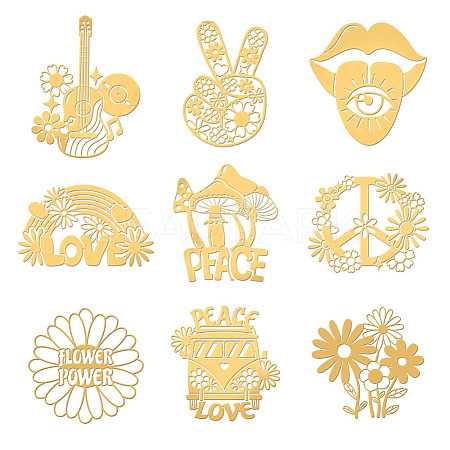 9Pcs 9 Styles Nickel Decoration Stickers DIY-WH0450-047-1
