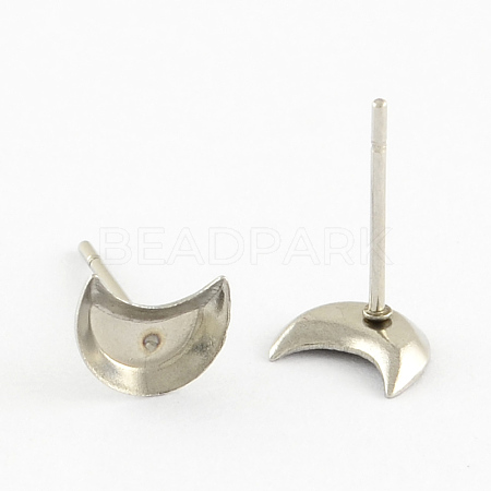 Earring Cabochon Settings 304 Stainless Steel Ear Studs Blank Settings STAS-Q170-08-1