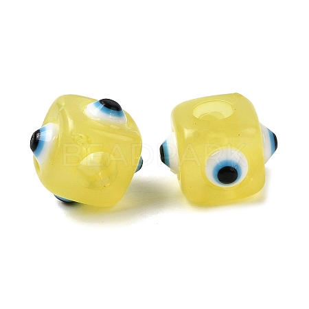 Resin Evil Eye European Beads RESI-A021-08-1