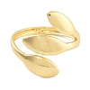 Leaf Rack Plating Brass Open Cuff Rings for Women RJEW-Z059-23G-2