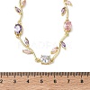 Brass Pave Cubic Zirconia Rose Flower Link Cable Chain Necklaces for Women NJEW-C121-05A-01G-5