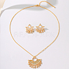 Brass Micro Pave Clear Cubic Zirconia Moon Pendant Necklaces & Stud Earrings Sets for Women DZ0544-5