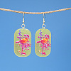 Rectangle with Bird Pattern Acrylic Dangle Earrings FS-WG54A2C-05-1