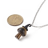 5Pcs 5 Style Natural Mixed Gemstone Mushroom with Witch Hat Pendant Necklaces Set NJEW-JN04198-5