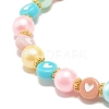 Acrylic Beaded Stretch Bracelet with Heart for Women BJEW-JB07564-4