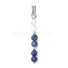 Faceted Round Natural Quartz Crystal & Lapis Lazuli & Kyanite Beaded Pendants PALLOY-JF03529-02-1
