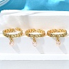 Brass Curb Chain Cuff Rings for Women RJEW-Z085-05G-1