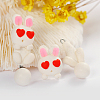 Lovely Design Handmade Polymer Clay Cute Rabbit Dangle Stud Earrings EJEW-F0070-13-3