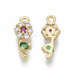Brass Micro Pave Cubic Zirconia Charms X-KK-S354-098-NF-2
