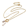 Natural Keshi Pearl Stick & Rectangle Purple Glass Pendant 304 Stainless Steel Paperclip hain Necklaces for Women NJEW-K255-54G-1