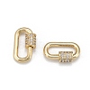 Brass Micro Pave Cubic Zirconia Screw Carabiner Lock Charms ZIRC-G160-22G-2