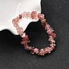 Unisex Chip Natural Strawberry Quartz Beaded Stretch Bracelets BJEW-S143-40-1