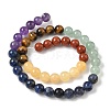 Chakra Natural Red Jasper & Yellow Jade & Green Aventurine & Tiger Eye & Sodalite & Amethyst Beads Strands X-G-NH0002-E02-8mm-4