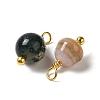 Dyed Natural Agate Round Charms with Real 18K Gold Plated Brass Loops KK-P242-09A-G-2