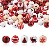 Beadthoven 100Pcs 5 Style Christmas Themed Dyed Natural Wooden Beads WOOD-BT0001-07-1
