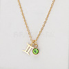 304 Stainless Steel Peridot Rhinestone Birth Stone Constellation Pendant Necklaces FS-WG76580-08-1