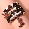 7Pcs Boot Western Cowboy Style Polymer Clay Heishi  & CCB Plastic & Natural Tiger Eye Beaded Bracelets FS-WG5CAF3-03-2
