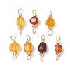 Natural Amber Connector Charms PALLOY-JF05366-1