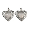 Natural Quartz Crystal Rock Crystal Peach Love Heart Pendants G-G158-01K-1