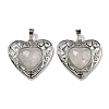 Natural Quartz Crystal Rock Crystal Peach Love Heart Pendants G-G158-01K-1