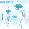 3Pcs Natural Shell Sea Urchin Jellyfish Hanging Ornaments with Crystal and Ribbon HJEW-WH20019-04-2